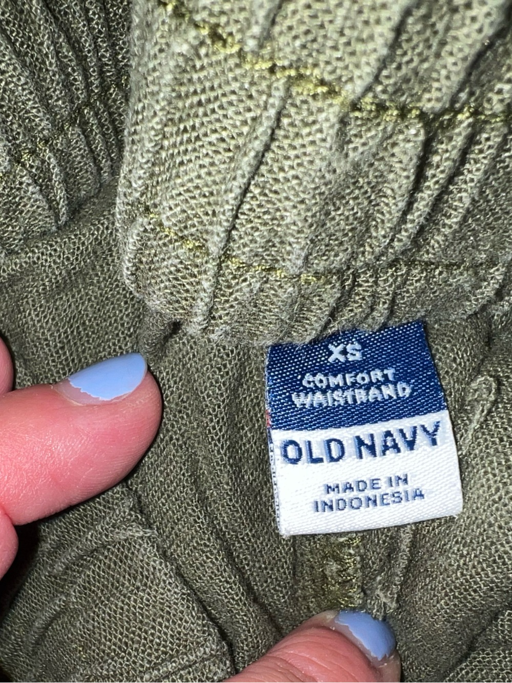 Two Pair Old Navy Wide Leg Linen Stretch Waist Pants - Black & Olive Green - Picture 2 of 5